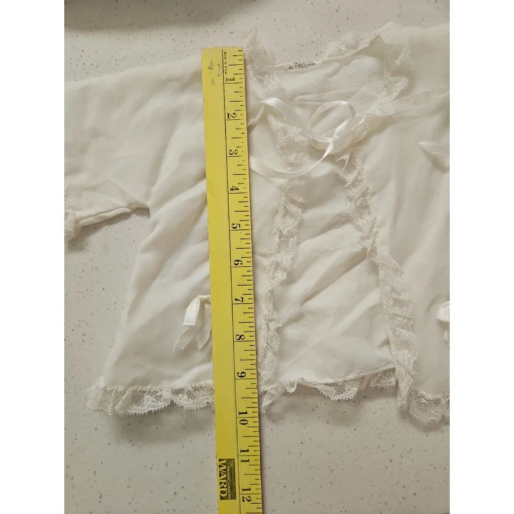 Madonna Original Vintage Baby Christening Dress‎ Pleated White Lace 3 Pc Set
